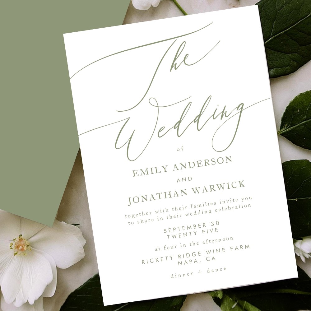 How to Design a Beautiful Modern Sage Green and White Wedding Invitation for Your Big Day